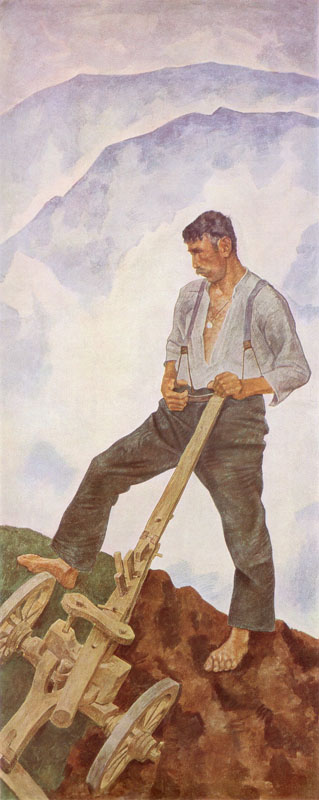 Nazi 'Blood and Soil' propaganda like this c. 1935-38 wall fresco by Franz Eichhorst extolled the virtues of the peasant farmer. *Volksgeschichte* emphasized their historical importance.